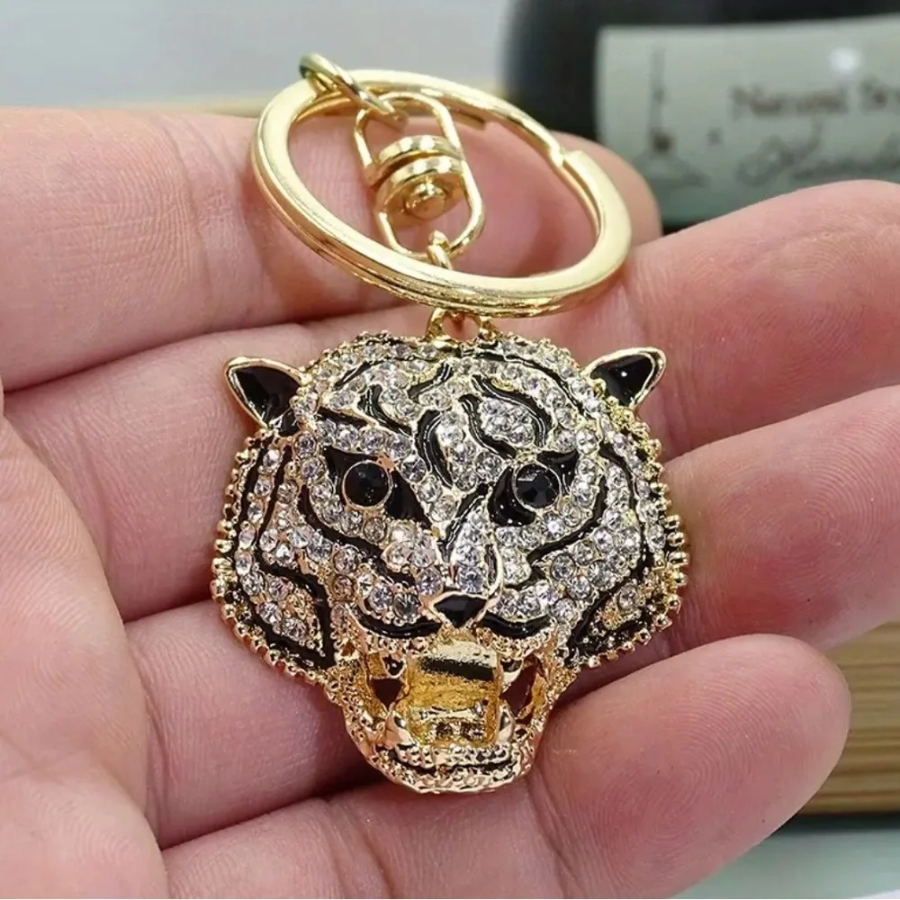 Gold and Silver Tiger Keychain, NEW